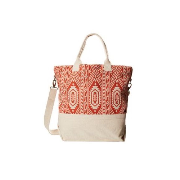 Prana Handbags - Prana Soleil Satchel Orange Cream Cotton Canvas Crossbody Tote Bag
